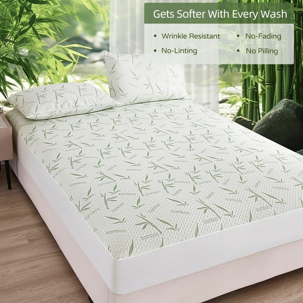 Bamboo Viscose Mattress Cover Fitted Style Soft And Breathable, Mattress Protector Twin Size Bed Fitted Sheet