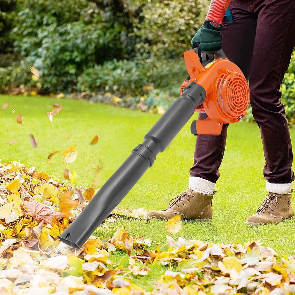 Leaf Blower, 25.4CC 2-Cycle Gas Powered Leaf Blower, Handheld Cordless Blower for Lawn Care with 2 Wind Pipes, Orange