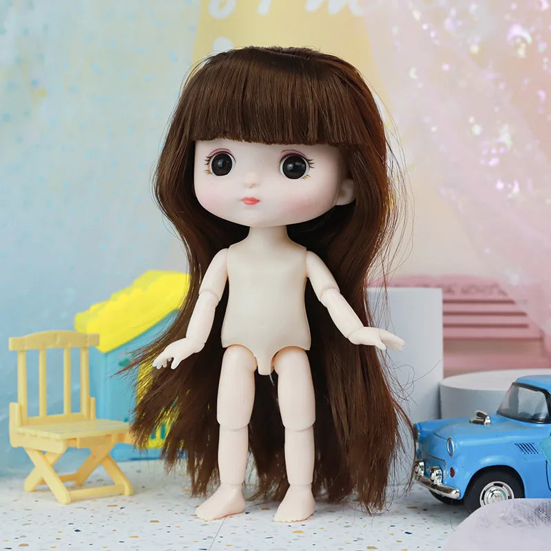 New 16cm Cute Doll Set 1/8 Bjd Baby Girls/boy Doll with Clothes Suit Girls Play House Diy Dress Up Toys Accessories Gifts