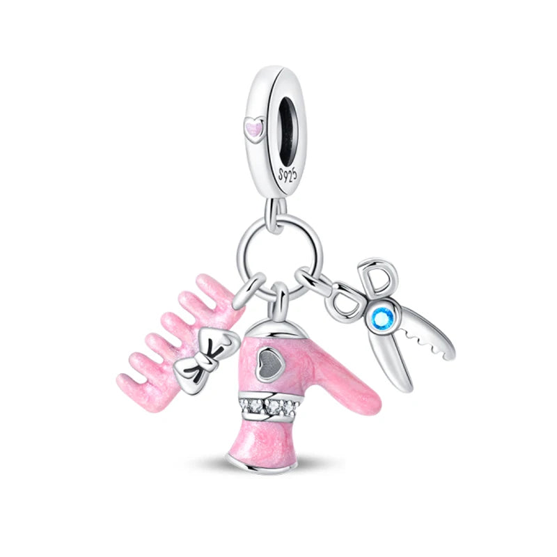 Charm 925 Silver Fit Pandach 925 Original Charms Bracelet Wool Tailor Button Sewing Machine Pendant Beads DIY Jewelry Warm Gift