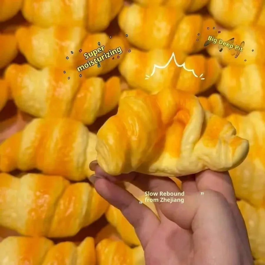 Squishy Croissant Squeeze Toy Slow Rising Sticky Stress Relief Toy Super Soft Food Creative Simulation Bread Anti-Anxiety Toys