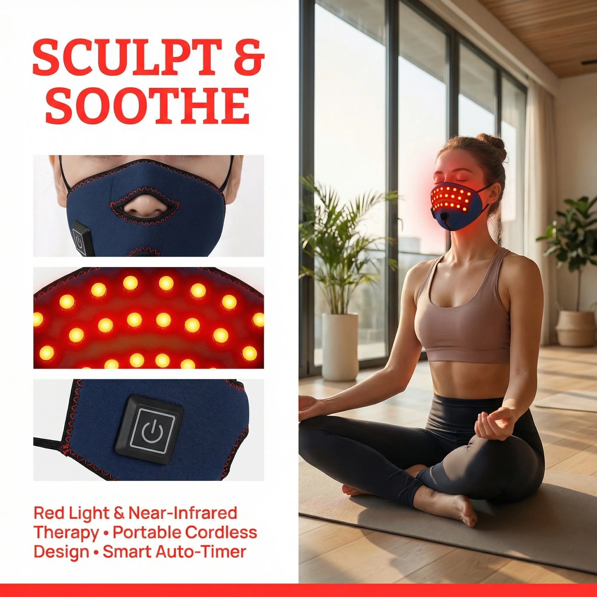 Red Light Therapy Nasal Massager Wrap Around Heated Mask Rapid Heating Stuffy Nose Rhinitis Relief Breathable Unisex Nasal Cover