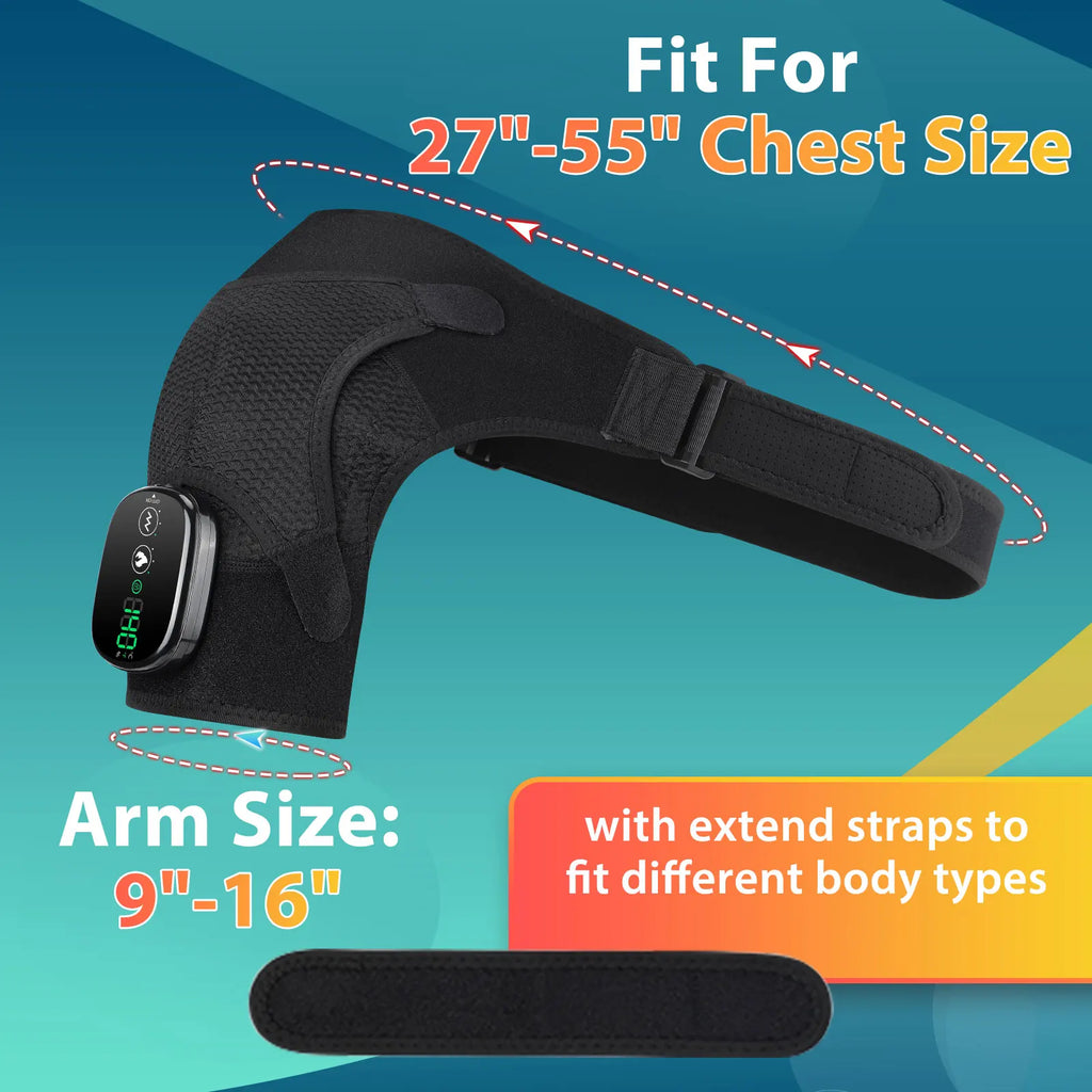 Electric Heating Shoulder Massager Brace Joint Vibration Relief Massage Device LED Smart Controller Adjustable Support Belt