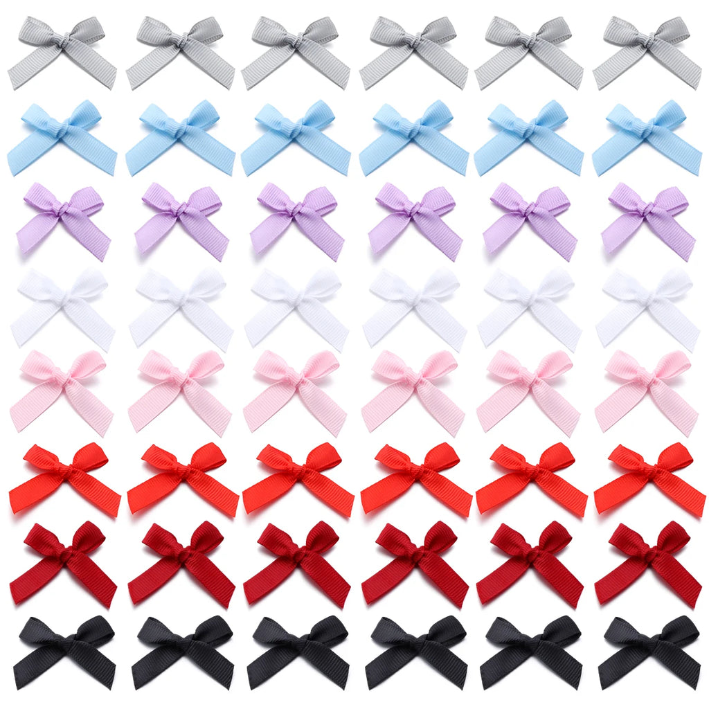 50Pcs/Lot 3.5*4cm Colourful Ribbon Bows Polyester Handmade Satin Bow DIY Sewing Crafts Decoration Gift Bouquets Party 2030