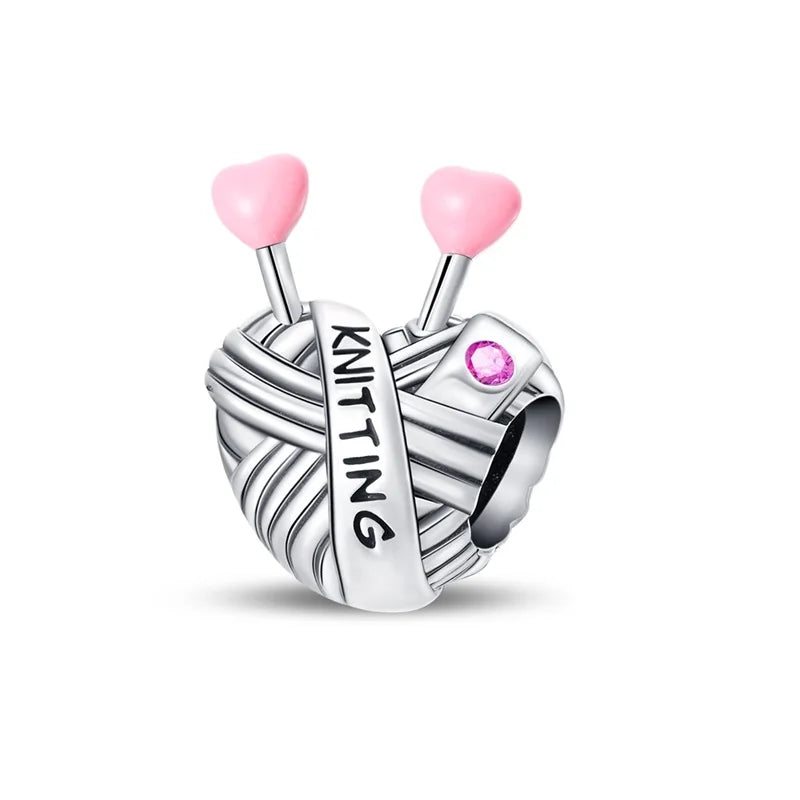 Charm 925 Silver Fit Pandach 925 Original Charms Bracelet Wool Tailor Button Sewing Machine Pendant Beads DIY Jewelry Warm Gift