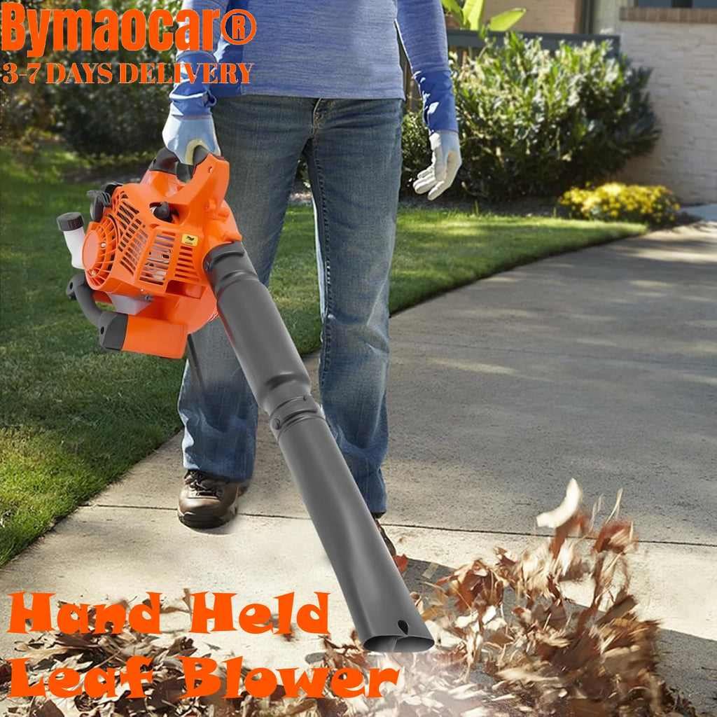 Leaf Blower, 25.4CC 2-Cycle Gas Powered Leaf Blower, Handheld Cordless Blower for Lawn Care with 2 Wind Pipes, Orange