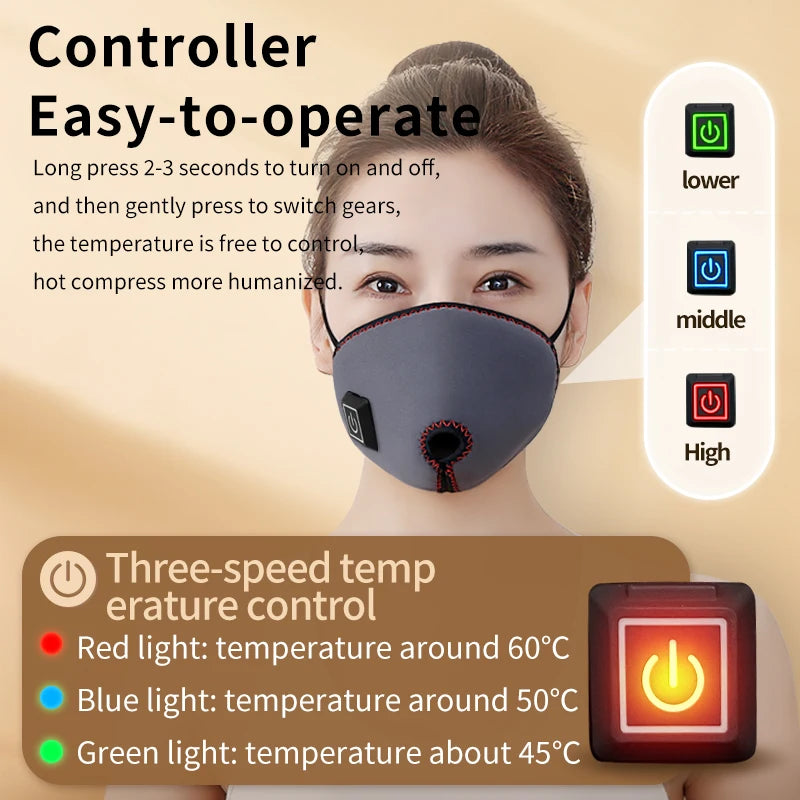 Red Light Nose-Specific Electric Heated Mask Relieves Rhinitis Allergy 3 Timer Levels Temperature Levels Type-c Warmth Therapy