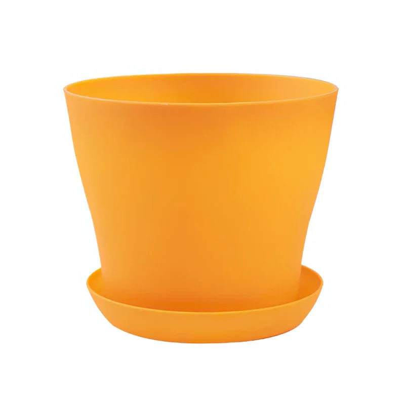 5 Sizes Plastic Flower Planter Pots Round Succulents Plant Pot with Tray Garden Indoor Bonsai Balcony Decor горшок для цветов