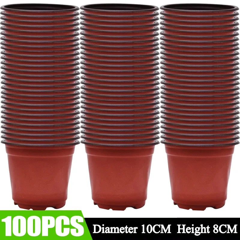 100/20x Plastic Plant Nursery Pots Outdoor Flexible Garden Flowers Plants Seedling Pot Planting Basin Seedling Cups Supplies