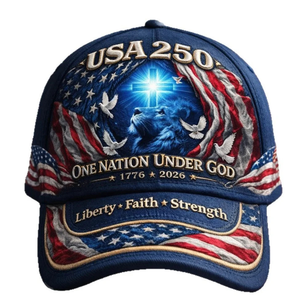 1776-2026 US 250th Anniversary Lion Of Judah Baseball Cap Adjustable One Nation Under God Commemorative Hat Biblical Gift