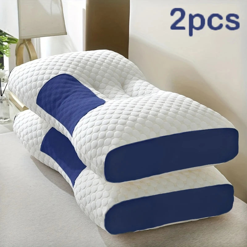 2pcs Massage Neck Pillows Adjustable Ergonomic Orthopedic Contour Support, High-Quality Pillow Core, All-Season Sleeping Comfort