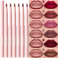 Matte Lip Liner Pencil 6pc/set - Waterproof Non-Stick Cup Lip Contour Liner, High Pigment Nude & Dark Red Lipstick Pen Makeup
