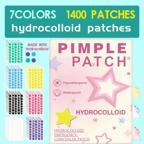 1400PCS Colorful PE Pimple Patches Star Shaped Pimple Cover Sticker Invisible Pimple Cover Removal Pimple Patches