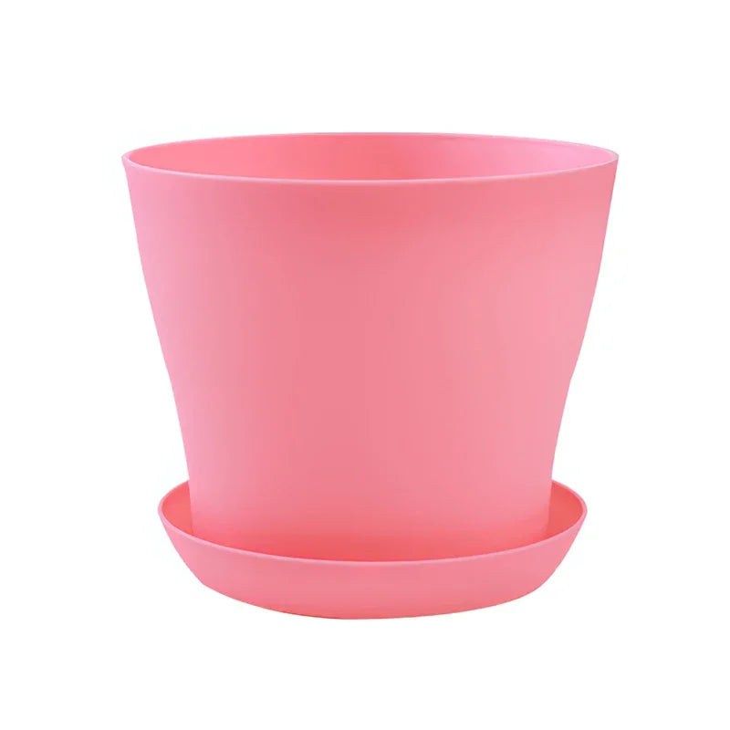 5 Sizes Plastic Flower Planter Pots Round Succulents Plant Pot with Tray Garden Indoor Bonsai Balcony Decor горшок для цветов