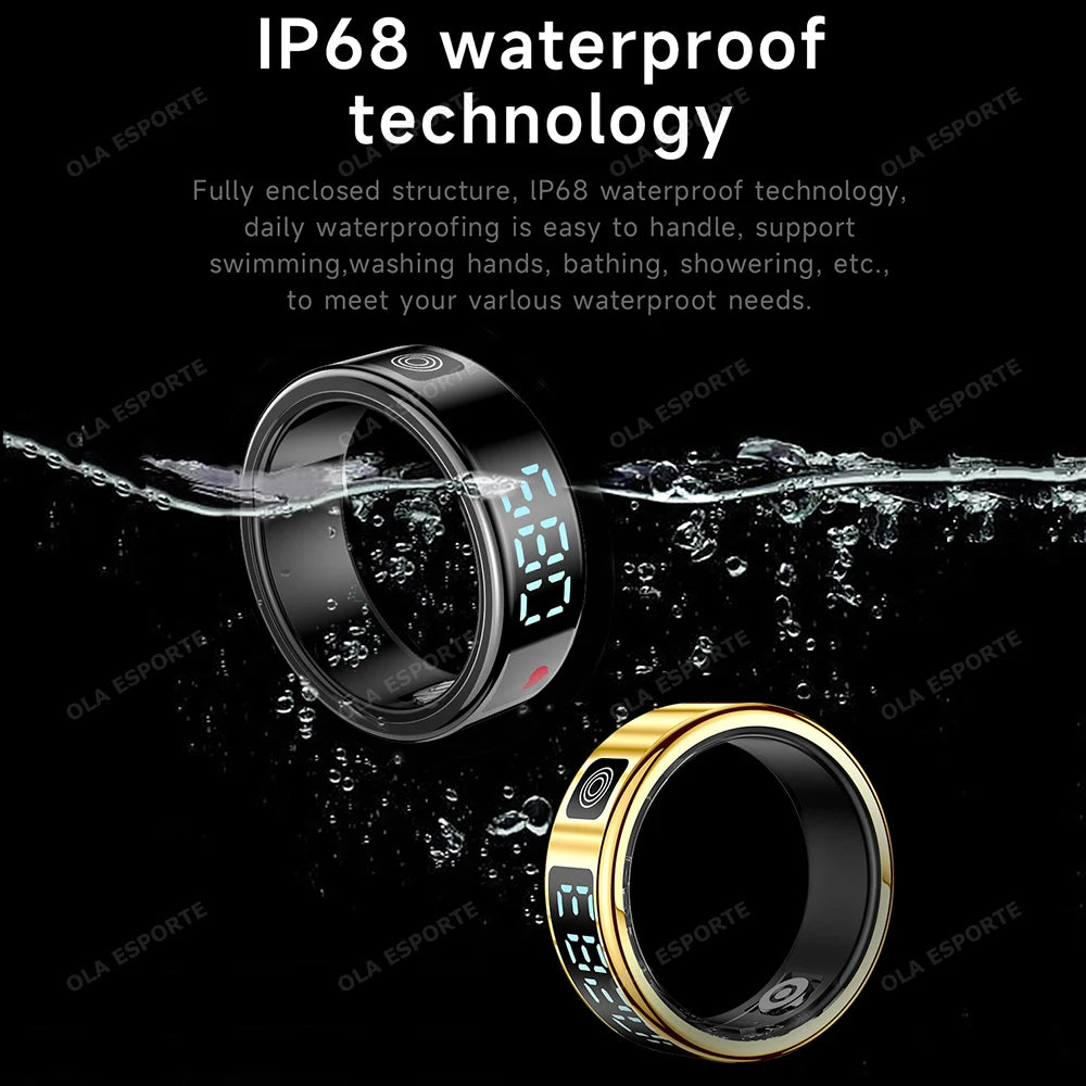 2026 R12 Smart Ring with Display Screen and Touch, Wireless Charging, Health Manager, 5 ATM Waterproof For Men Women Smart Rings