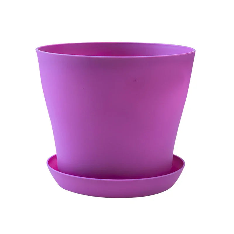 5 Sizes Plastic Flower Planter Pots Round Succulents Plant Pot with Tray Garden Indoor Bonsai Balcony Decor горшок для цветов