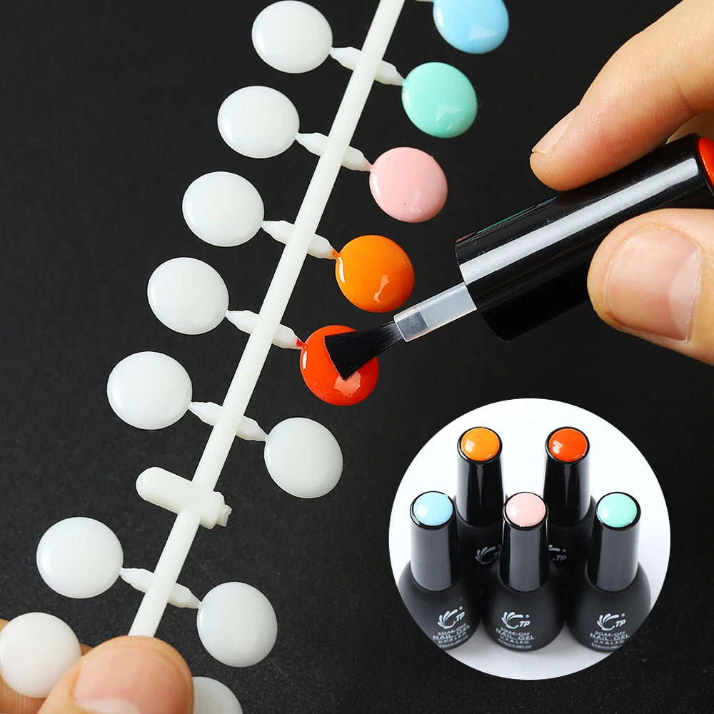 TP 120pcs Nail Polish Display Table With Stickers Polka Dot Color Card Nail Display Board Clear/Nature Color Card Nail Art Tools