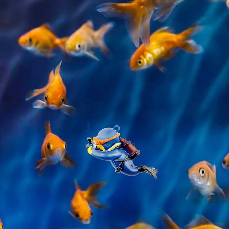 Lovely Diver Fish Tank Ornaments Landscape Aquarium Decorations Floating Blue Fatty Fat Man Resin Fish Decor with Ball and Line