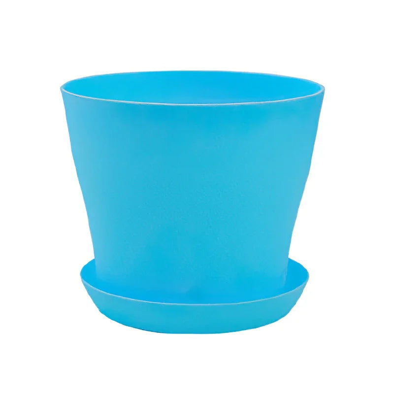 5 Sizes Plastic Flower Planter Pots Round Succulents Plant Pot with Tray Garden Indoor Bonsai Balcony Decor горшок для цветов
