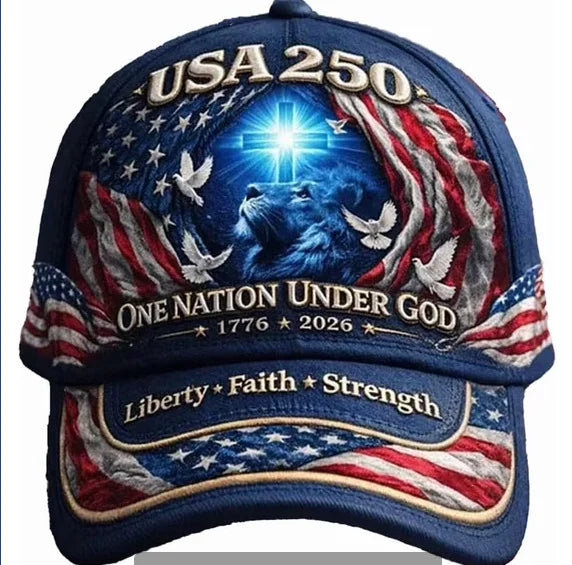 1776-2026 US 250th Anniversary Lion Of Judah Baseball Cap Adjustable One Nation Under God Commemorative Hat Biblical Gift