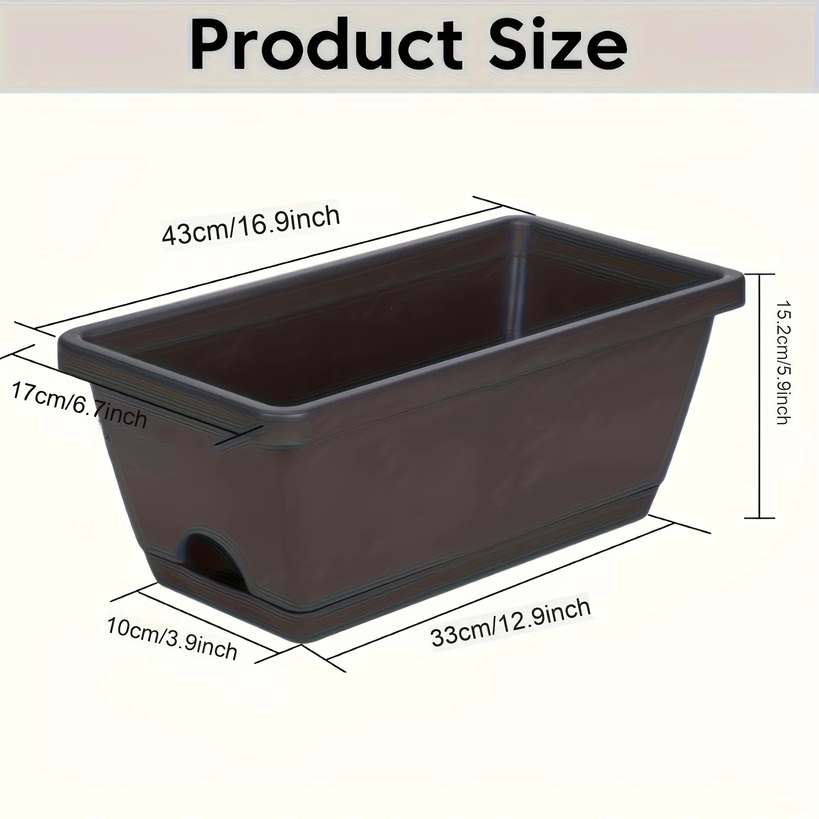 3 Pieces Window Box Planter Rectangle Plant Containers Decors with Drainage Holes Flower Pot Plant Pot for Outdoor Garden Home