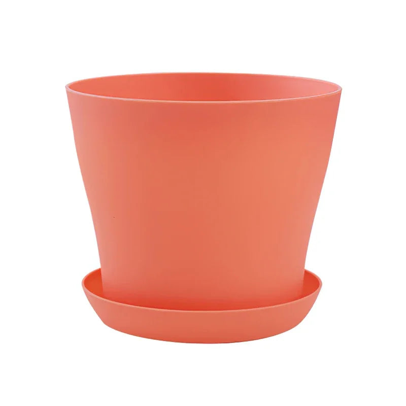 5 Sizes Plastic Flower Planter Pots Round Succulents Plant Pot with Tray Garden Indoor Bonsai Balcony Decor горшок для цветов