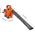 Leaf Blower, 25.4CC 2-Cycle Gas Powered Leaf Blower, Handheld Cordless Blower for Lawn Care with 2 Wind Pipes, Orange