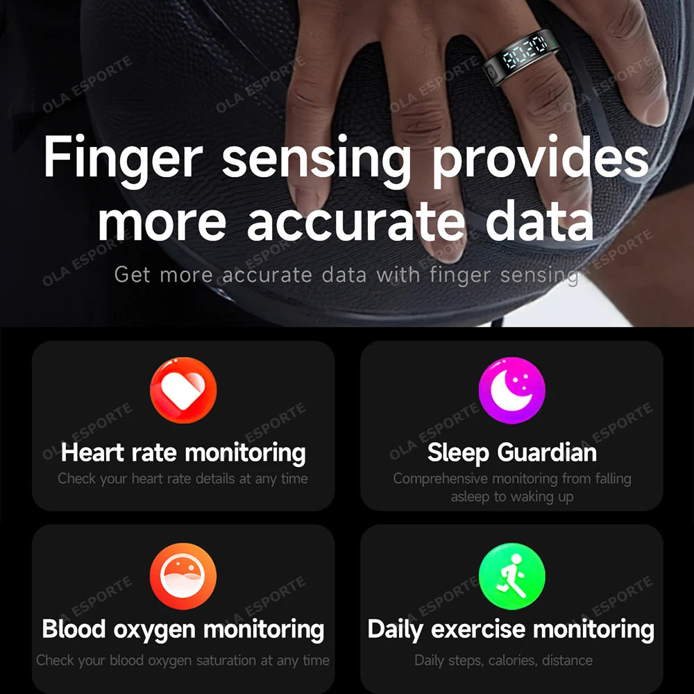 2026 R12 Smart Ring with Display Screen and Touch, Wireless Charging, Health Manager, 5 ATM Waterproof For Men Women Smart Rings