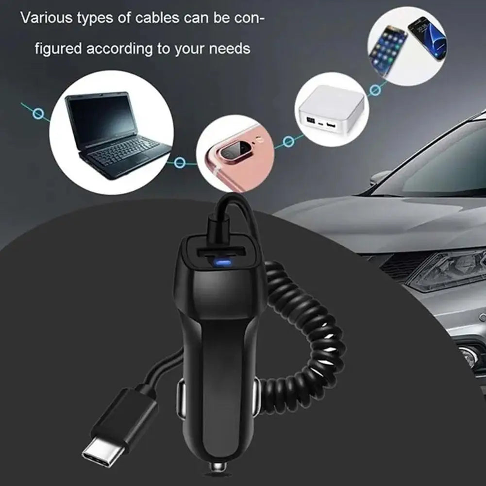 New Car Charger Car USB Quick Charger 3.0 Car Charger For Mobile Phone Micro Type C Fast Cable For Huawei For IPhone Chargers