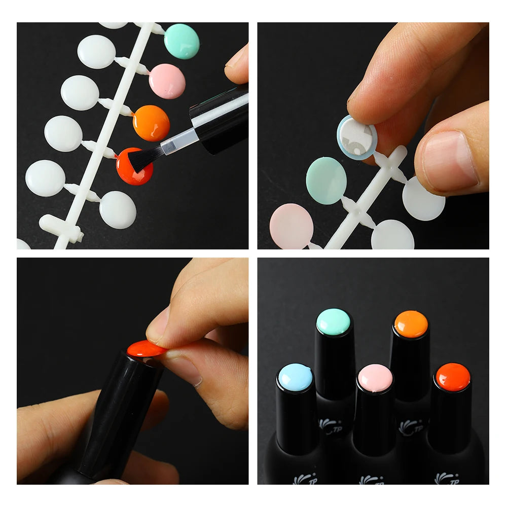 TP 120pcs Nail Polish Display Table With Stickers Polka Dot Color Card Nail Display Board Clear/Nature Color Card Nail Art Tools
