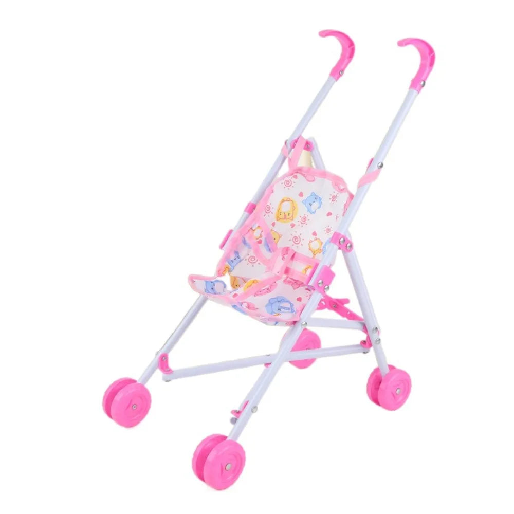 Baby Stroller Trendy Interactive Dolls Pram Plastic Stable Doll Handcart Play Toys Doll Stroller for Boys Girls Doll Accessories