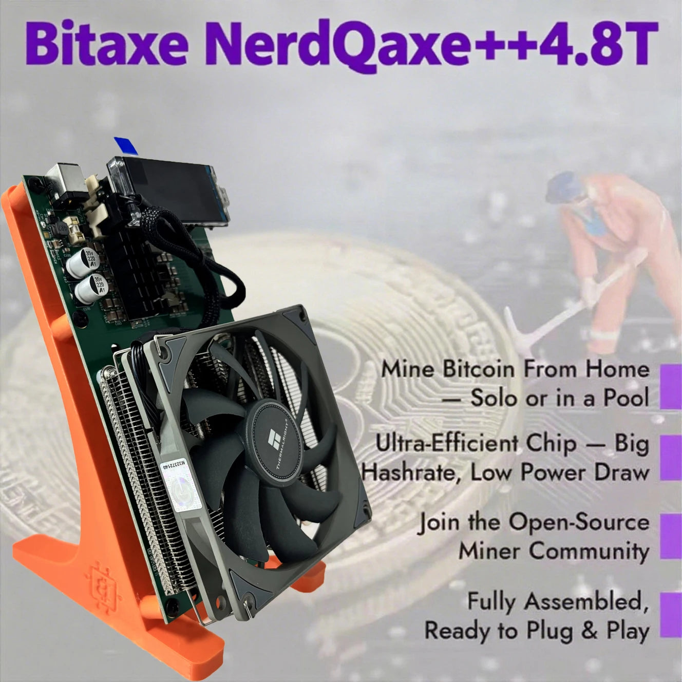 Bitaxe NerdQaxe++4.8T Small Mining Machine - High - Performance Crypto Mining Equipment with 4.8T Hashrate with PSU