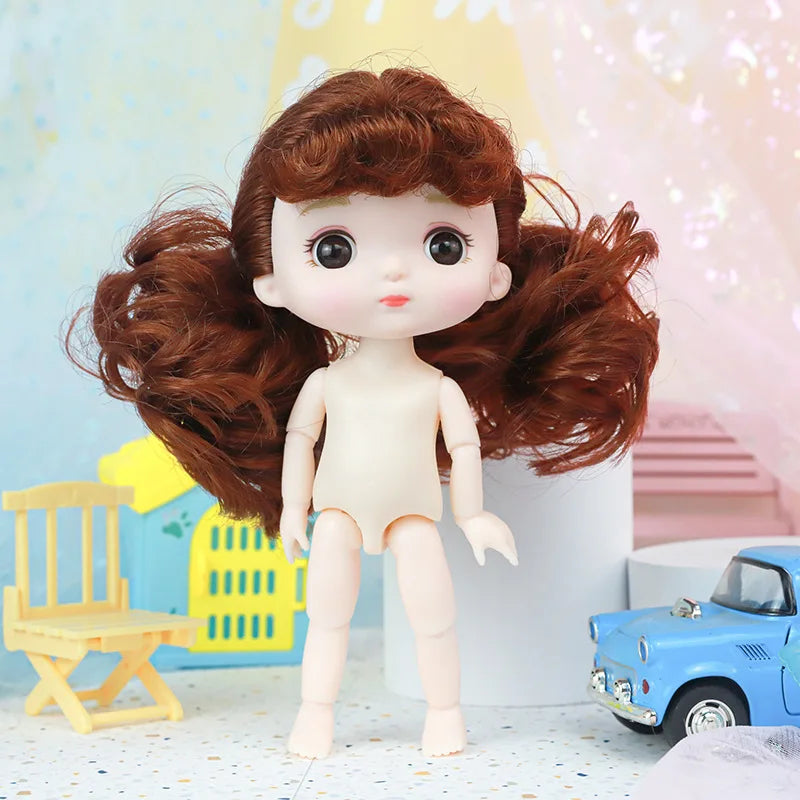 New 16cm Cute Doll Set 1/8 Bjd Baby Girls/boy Doll with Clothes Suit Girls Play House Diy Dress Up Toys Accessories Gifts