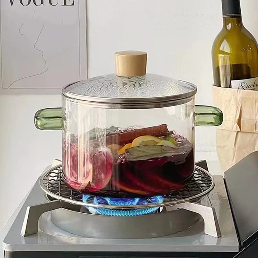 1.6L Transparent Double-handled Soup Pot Glass Health Cooking Pot Heatable On electric Ceramic Hob Instant Noodle Bowl Tools