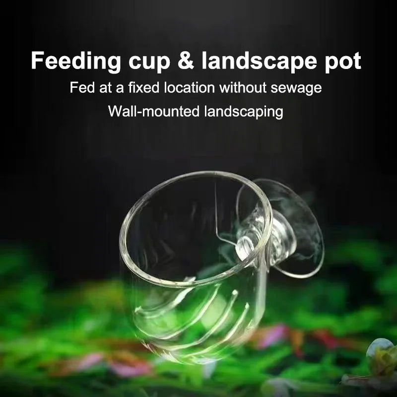 Transparent Acrylic Aquatic Plant Cup Aquarium Fish Tank Plant Pot With Suction Feeding Container Stand Aquarium Accessories