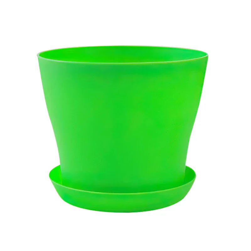5 Sizes Plastic Flower Planter Pots Round Succulents Plant Pot with Tray Garden Indoor Bonsai Balcony Decor горшок для цветов
