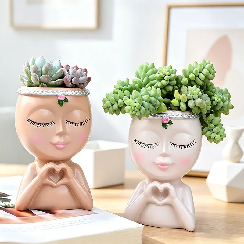 Love Girl Succulent Plant Pot Cute and Unique Home Decoration Flower Pot